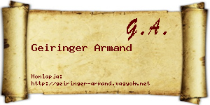 Geiringer Armand névjegykártya